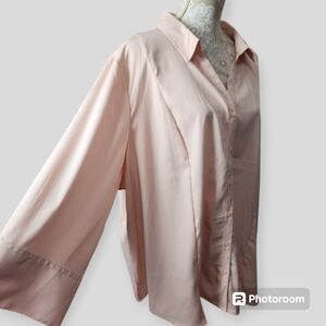 Cato Pale Pink Long Sleeved Career Button-down Blouse size 26/28W NWOT